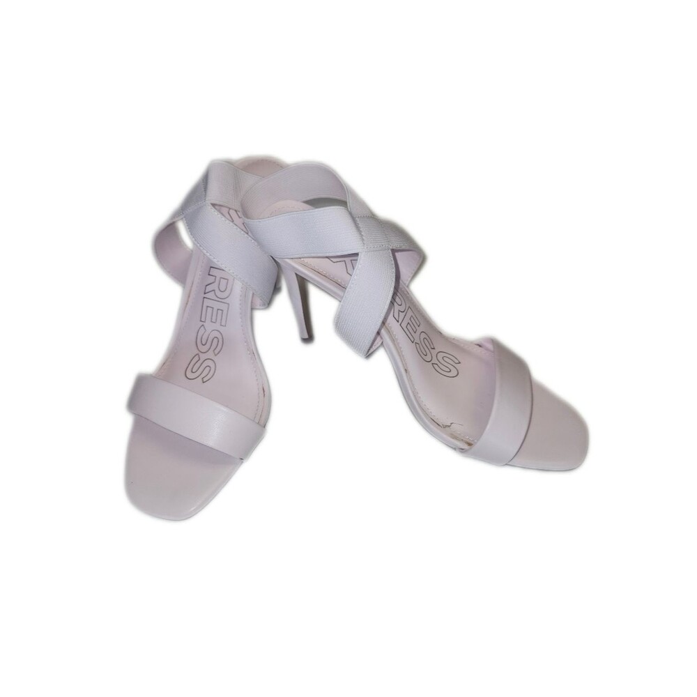 Express Palest Pink Elastic Strap Wrap Sandal  Stiletto 4" Heels, 9